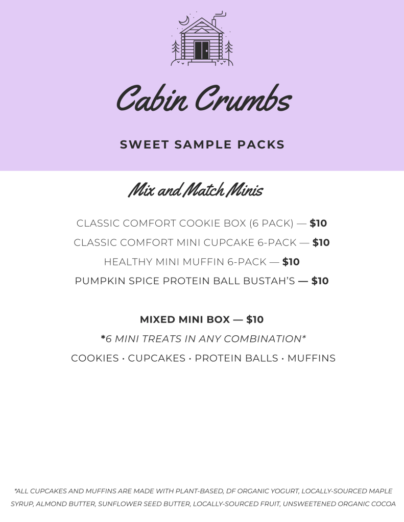 default alt text Image: Illustrated image of Cabin Crumbs with their logo stated above selections on menu. Page header is ...